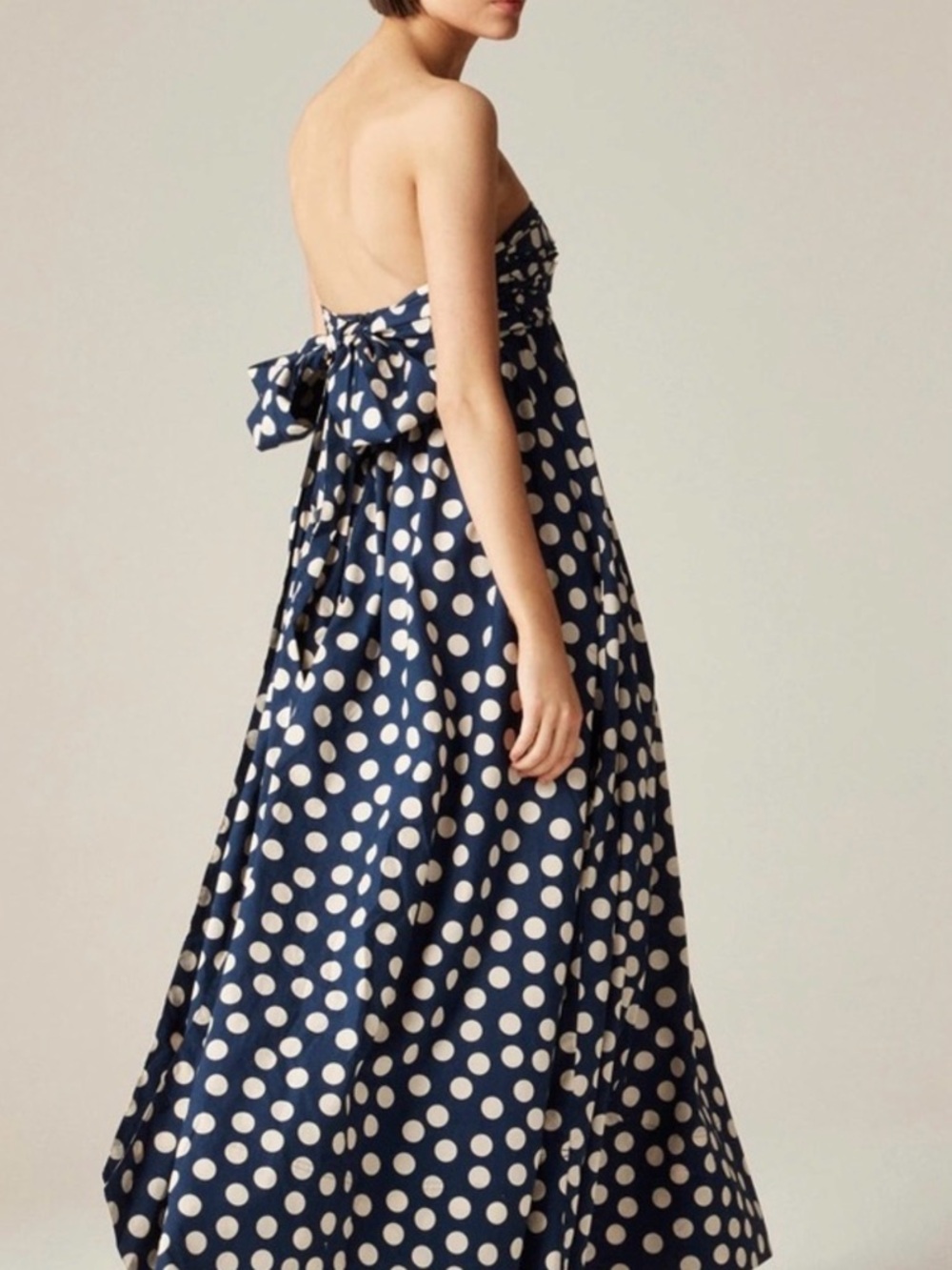 J. Crew Navy Strapless Polka Dot Maxi Dress - Picture 3 of 5